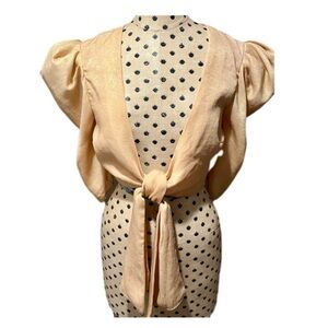 Lovers + Friends Champagne Front Tie Shirt Top Shrug Size Small
